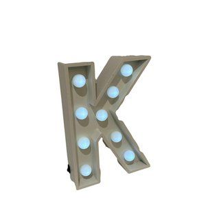 Letter K Light Up Table Top Wall Hang White Plastic Party Wedding Decor 9"